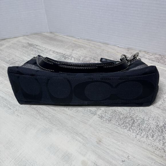 Coach 11096 Black Signature Fabric Stripe Demi Shoulder Bag EXCELLENT CONDITION - Picture 11 of 15